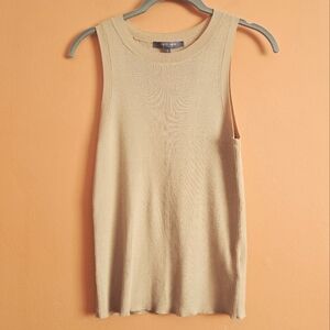 Coin 1804 Sleeveless Ribbed Knit Top – Beige, Size L
